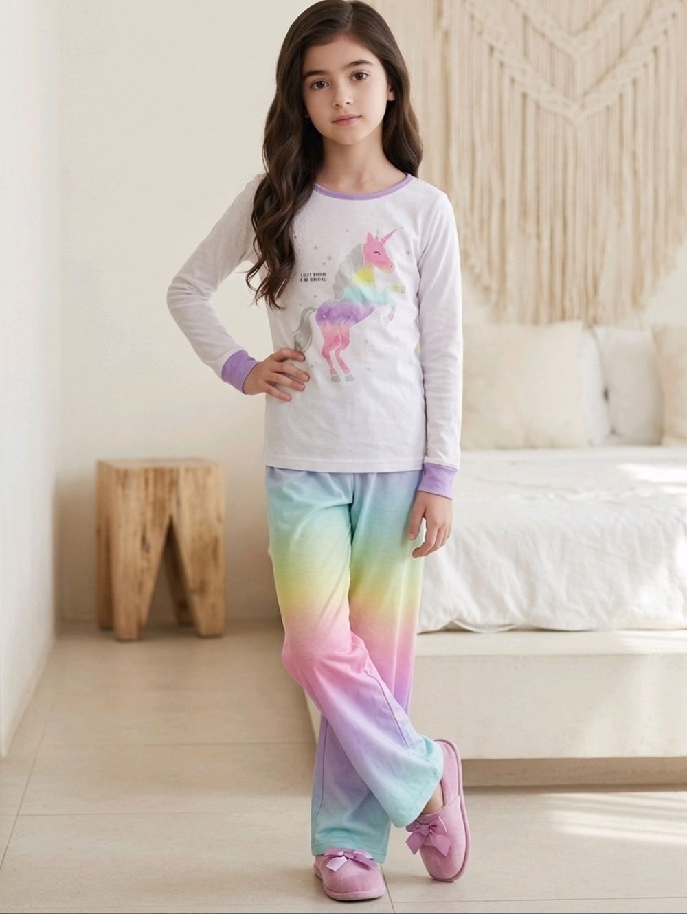 Carter's Girls 12 Unicorn Long Sleeve Pastel Rainbow Pajama Set Soft Cotton PJs